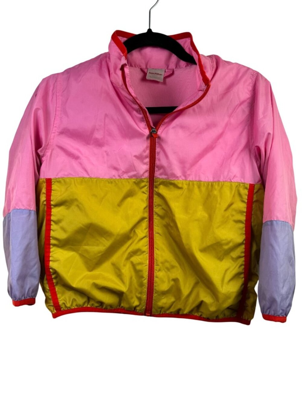 Hanna Andersson Kids Colorblock Windbreaker Jacket Pink Mustard Zip Up size 6-7